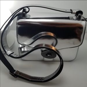 New AUTH Coach metallic silver mini bag crossbody